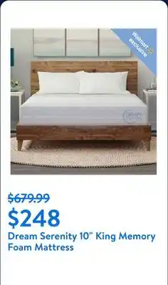 Walmart Dream Serenity 10 King Memory Foam Mattress offer