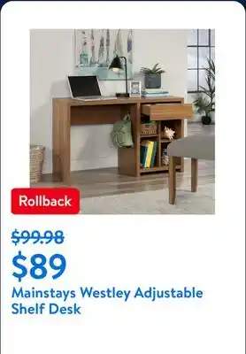 Walmart Mainstays Westley Adjustable Shelf Desk offer