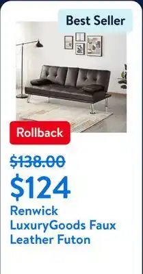 Walmart Renwick LuxuryGoods Faux Leather Futon offer