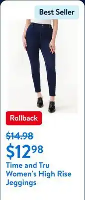 Walmart Time and Tru Women's High Rise Jeggings offer