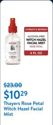 Walmart Thayers Rose Petal Witch Hazel Facial Mist offer