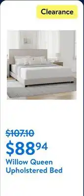 Walmart Willow Queen Upholstered Bed offer