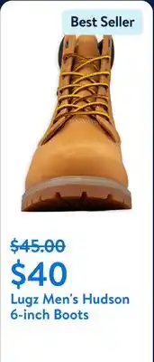 Walmart Lugz Men's Hudson 6-inch Boots offer