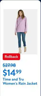 Walmart Time and Tru Women's Rain Jacket offer