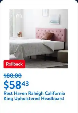 Walmart Rest Haven Raleigh California King Upholstered Headboard offer