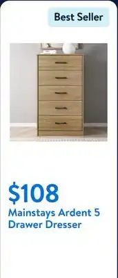 Walmart Mainstays Ardent 5 Drawer Dresser offer