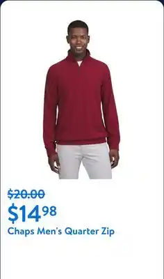 Walmart Chaps Men's Quarter Zip offer