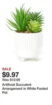 Big Lots Artificial Succulent Arrangement in White Footed Pot offer