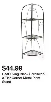 Big Lots Real Living Black Scrollwork 3-Tier Corner Metal Plant Stand offer