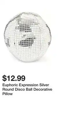 Big Lots Euphoric Expression Silver Round Disco Ball Decorative Pillow offer