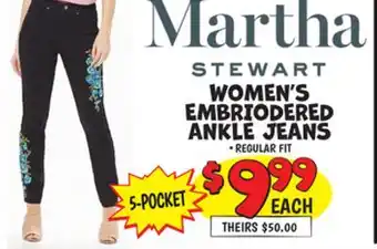 Ollie's WOMEN'S EMBRIODERED ANKLE JEANS offer