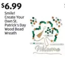 Aldi Smile! Create Your Own St. Patrick's Day Wood Bead Wreath offer