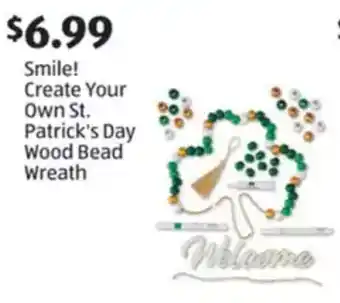 Aldi Smile! Create Your Own St. Patrick's Day Wood Bead Wreath offer