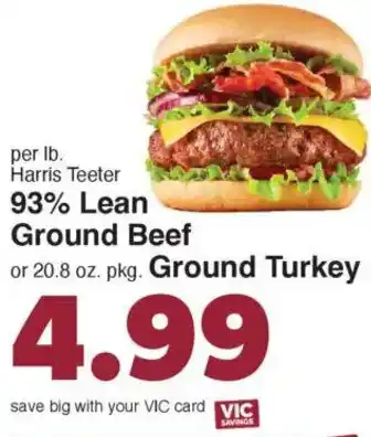 Harris Teeter 93% Lean Ground Beef Ground Turkey offer