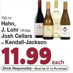 Harris Teeter Hahn, J. Lohr Whites, Josh Cellars or Kendall-Jackson offer