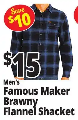 Ocean State Job Lot Men's Famous Maker Brawny Flannel Shacket offer