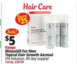 Ocean State Job Lot Keeps Minoxidil Topical Aerosol Hair Regrowth Treatment for Men 3 Count offer