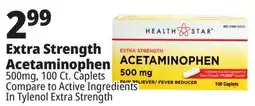 Ocean State Job Lot Health Star 500 mg Acetaminophen Pain Reliever 100 Caplets offer