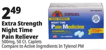 Ocean State Job Lot Health Star Night Time Extra Strength 500 mg Acetaminophen Pain Reliever Caplets 50 Caplets offer