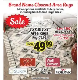 Ocean State Job Lot Brand Name Closeout Area Rugs offer