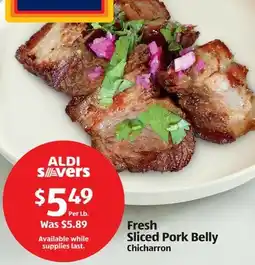 Aldi Fresh Sliced Pork Belly Chicharron offer