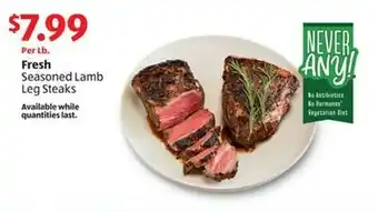 Aldi Fresh Seasoned Lamb Leg Steaks offer