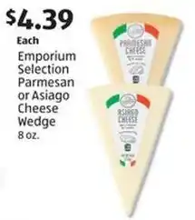 Aldi Emporium Selection Parmesan or Asiago Cheese Wedge offer