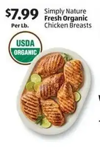 Aldi Simply Nature Fresh Organic Chicken Breasts offer