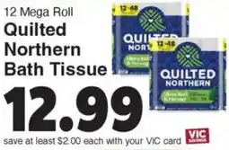 Harris Teeter 12 Mega Roll Quilted Northern Bath Tissue offer