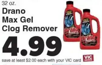 Harris Teeter Drano Max Gel Clog Remover offer