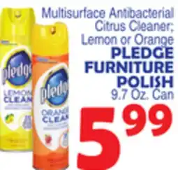 Bravo Supermarkets PLEDGE FURNITURE POLISH offer