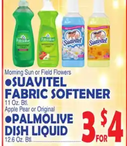 Bravo Supermarkets SUAVITEL FABRIC SOFTENER 11 Oz. Btl. PALMOLIVE DISH LIQUID 12.6 Oz. Btl offer