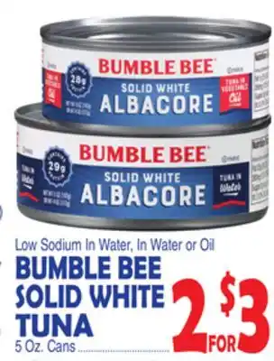 Bravo Supermarkets BUMBLE BEE SOLID WHITE TUNA offer