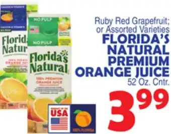 Bravo Supermarkets FLORIDA'S NATURAL PREMIUM ORANGE JUICE offer