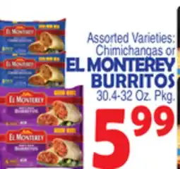 Bravo Supermarkets EL MONTEREY BURRITOS offer