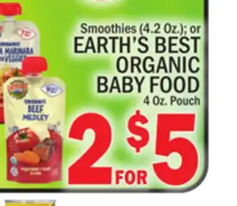 C Town EARTH'S BEST ORGANIC BABY FOOD 4 Oz. Pouch offer