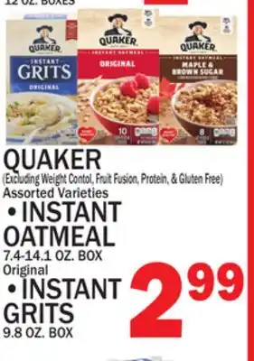 C Town QUAKER Instant Oatmeal Instant Grits offer