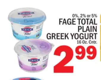 C Town FAGE TOTAL PLAIN GREEK YOGURT offer