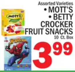 C Town • MOTT'S • BETTY CROCKER FRUIT SNACKS 10 Ct. Box offer