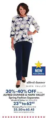 Boscov's ALFRED DUNNER & NAPA VALLEY Spring Fashion Separates offer