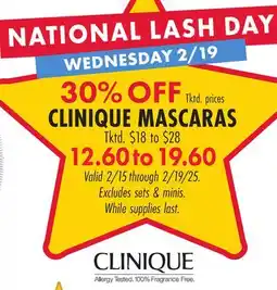 Boscov's CLINIQUE MASCARAS offer