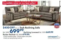 Boscov's Tosh Reclining Sofa offer