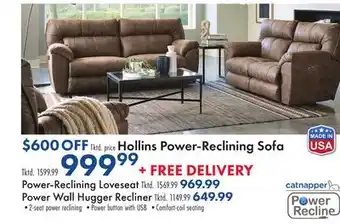 Boscov's Hollins Power-Reclining Sofa offer