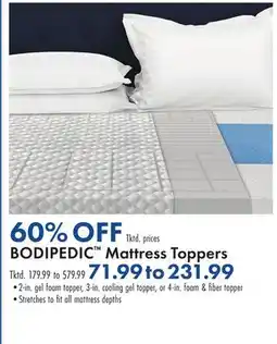 Boscov's BODIPEDIC Mattress Toppers offer