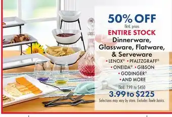 Boscov's ENTIRE STOCK Dinnerware, Glassware, Flatware, & Serveware offer