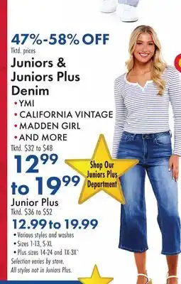 Boscov's Juniors Juniors Plus Denim offer