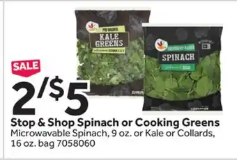 Stop&Shop Stop & Shop Spinach or Cooking Greens offer