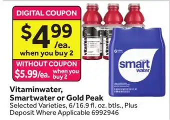 Stop&Shop Vitaminwater, Smartwater or Gold Peak offer