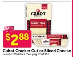 Stop&Shop Cabot Cracker Cut or Sliced Cheese offer