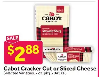 Stop&Shop Cabot Cracker Cut or Sliced Cheese offer